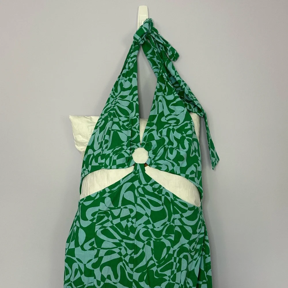 Free People Blue and Green Floral Halter Jumpsuit - Picture 3 of 6